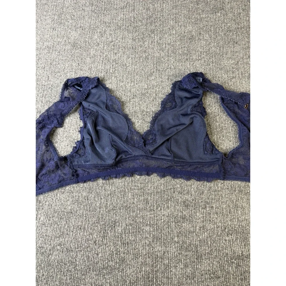 Victoria's Secret‎ Dream Angels Navy Blue Lace Velvet Bralette Wireless Bra M